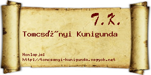Tomcsányi Kunigunda névjegykártya